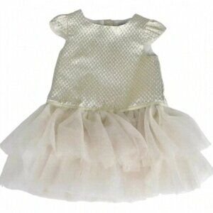 Catherine Malandrino Gold Formal Holiday Dress Tulle Metallic Baby Girl Size 18M
